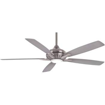 60" Minka Aire Modern Indoor Ceiling Fan with LED Light Remote Control Brushed Nickel for Living Room Kitchen Dining Home Office