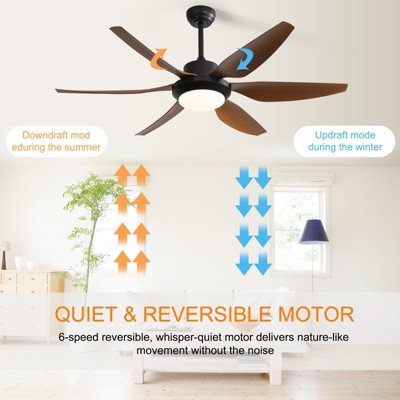 54 Inch Ceiling Fans with Light Remote Control Reversible DC Motor & Dimmable LED Light 6 Blades Bedroom ABS Ceiling Fans