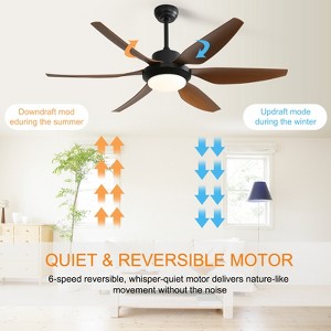 54 Inch Ceiling Fans with Light Remote Control Reversible DC Motor & Dimmable LED Light 6 Blades Bedroom ABS Ceiling Fans - 1 of 4
