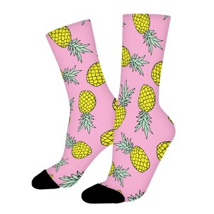Summer Pineapple Fruit Women Printed Crew Socks Funny Funky Socks Soft Polyester Novelty Gifts for Artists Men - 1 of 1