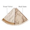 Luxury Gold and White Christmas Tree Skirt, 48-Inch Elegant Velvet & Brocade Holiday Tree Base Cover with Pleated Trim| OrnamentallyYou - 3 of 4