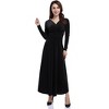 Women's V-Neck  Velvet Dress Long Sleeve Elegant Party Dress - Ruched Waist Midi Dress for Weddings, Holiday Parties - 4 of 4