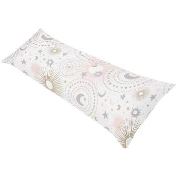 Sweet Jojo Designs Girl Body Pillow Cover (Pillow Not Included) 54in.x20in. Celestial Pink Gold and Grey