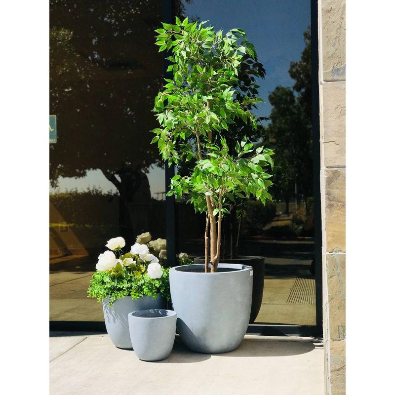 Rosemead Home & Garden, Inc. Set of 3 Lightweight Concrete Outdoor Planters, Slate Gray - Modern, Weather-Resistant, Versatile Plant Pots, 4 of 9