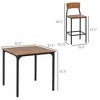 5-Piece Counter Height Bar Table with Space-Saving Design, Square Kitchen Table and Chairs Set with Footrest, Metal Legs, Industrial Dining Table - 3 of 4
