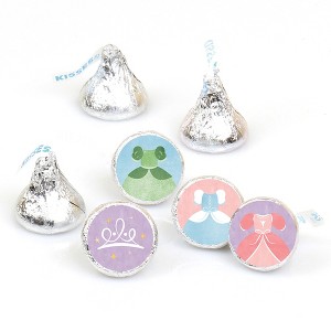 Big Dot of Happiness Princess Party Stickers, Princess Birthday Party Round Candy Sticker Favors - Small Labels Fit Chocolate Candy (1 sheet of 108) - 1 of 4