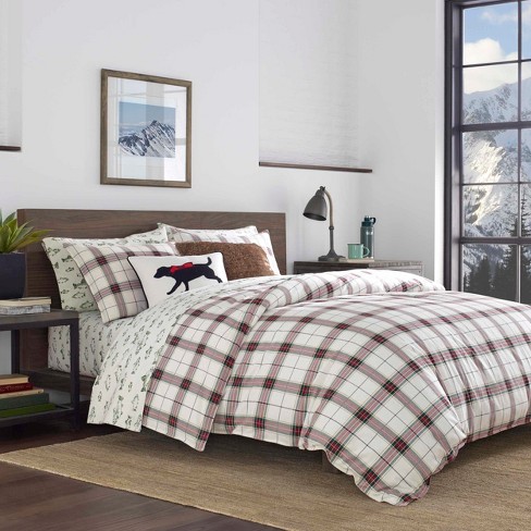 Full Queen Riverdale Plaid Duvet Cover Set Red Eddie Bauer Target