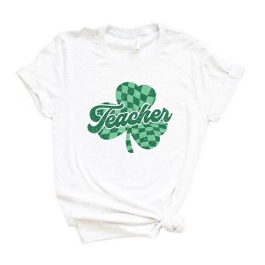 Simply Sage Market Women's Teacher Checkered Shamrock St. Patrick's Day Short Sleeve Graphic Tee - 1 of 3