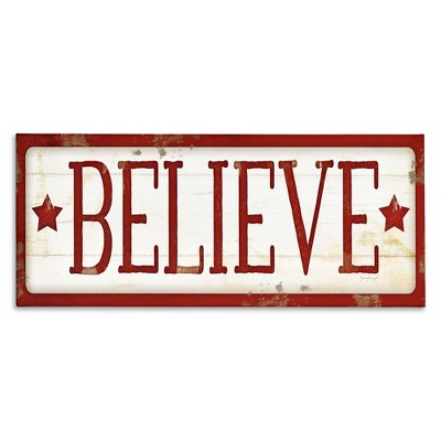 Stupell Industries Believe Red Christmas Phrase, 30" x 13"