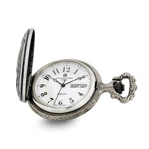 Black Bow Jewelry Charles Hubert Antique Chrome & Satin U.S. Seal Pocket Watch - 1 of 4