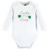 Hudson Baby Infant Girl Cotton Long-Sleeve Bodysuits, Lucky Lady - 3 of 4