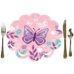 Big Dot of Happiness Beautiful Butterfly - Floral Baby Shower or Birthday Party Round Table Decorations - Paper Chargers - Place Setting For 12 - 1 of 4