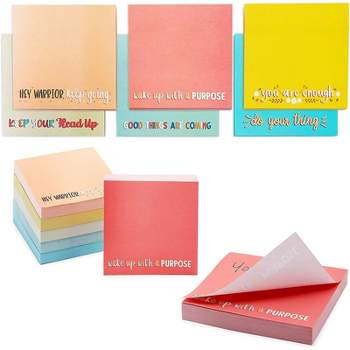 Paper Junkie 6 Pack Sticky Notes with Inspirational Quotes, 6 Colors Memo Notepads, 3.2 x 3.2 in