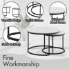 RISOKEYS Coffee Table Set - Set of 2 27.6 inch Round Side Tables, Wood Marble Pattern Top, Metal Frame, Living Room End Table Set - 4 of 4