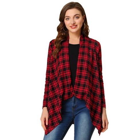 Long buffalo plaid cardigan best sale