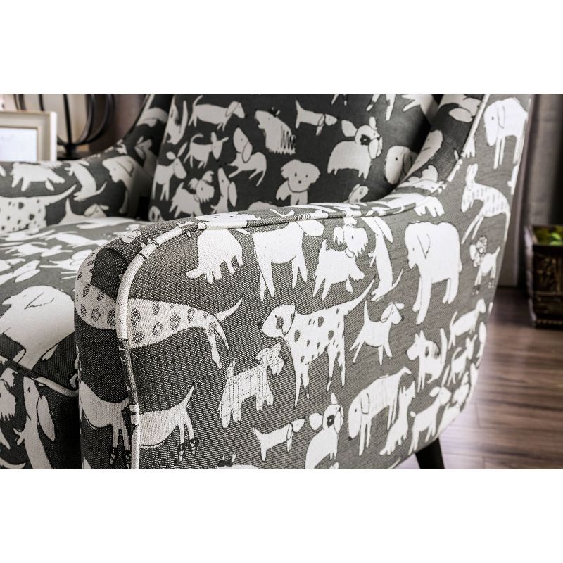 Farreau Animal Pattern Chair Ivory/Black - Furniture Of America, 4 of 5