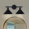 PAKOKULA 2-Light Matte Black Dimmable Vanity Light with Wide Cone Shade. - 2 of 4