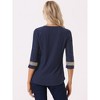 Allegra K Women's V Neck Contrast Color Lace Trim Boho Top - 4 of 4