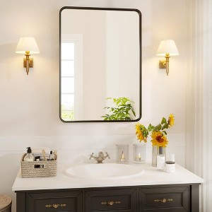 Bathroom Mirror - Rectangular Black Metal Frame, Versatile Mirror for Bathroom, Living Room, Bedroom, Entryway & Hallway - 1 of 4