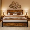 Homhougo King Size Bed Frame with Wood Headboard, King Platform Bed Frame Brown - 3 of 4