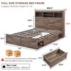 SinCiDo Farmhouse Full Size Bed Frame, w/52" Tall Storage Bookcase Headboard，Charging Station&LED Light, Drawers, No Box Spring Needed, Noiseless - 3 of 4