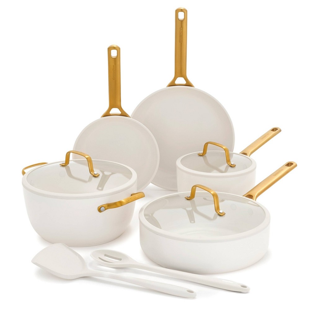 GreenPan 10pc Reserve Pro Ceramic Nonstick Cookware Set Cream
