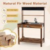 Costzon Mud Kitchen, Outdoor Play Kitchen with Stoves, Sink & Faucet, Blackboard, Cooking Accessories, Storage Shelf, Wooden Playset for Kids - 4 of 4