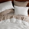 3 Pieces Linen Soft & Cozy Duvet Cover Linen Cotton Blend Bedding Set Tropical Plants Beige Color Cooling Bedding - 3 of 4