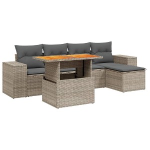 vidaXL Garden Sofa Set Gray PE rattan Medium Adjustable Feet - 1 of 4