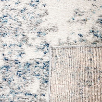 Brentwood Light Grey and Blue Synthetic Square Area Rug