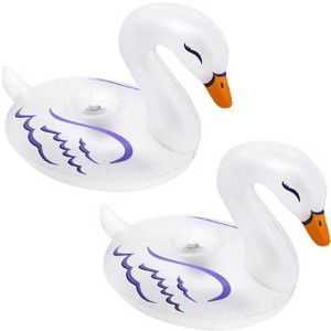 Banzai Lumi Bright Party Swans Translucent Inflatable Swimming Pool Floating Lantern Lights with LED Multicolor Lights, (2 Pack) - 1 of 4