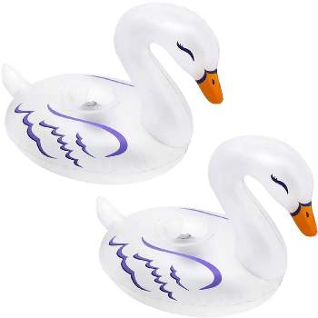 Banzai Lumi Bright Party Swans Translucent Inflatable Swimming Pool Floating Lantern Lights with LED Multicolor Lights, (2 Pack)
