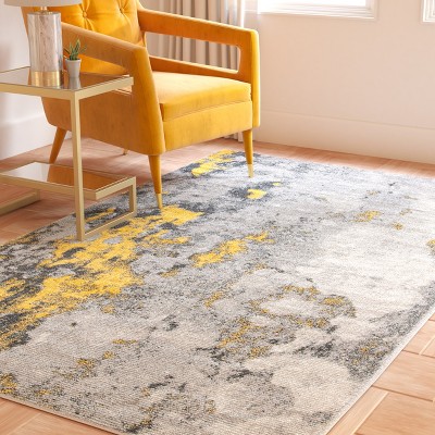 Elegant Square Gray Hand-Knotted Easy-Care Synthetic Area Rug