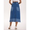 INSPIRE CHIC Women's Denim High Waist Spring Causal Panel Hem A-Line Maxi Jean Skirts - 4 of 4