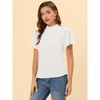 Allegra K Women's Short Sleeve Casual Business Pleated Mock Neck Tops - 2 of 4