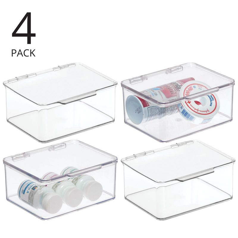 mDesign Plastic Bathroom Storage Organizer Bin Box with Hinge Lid, 2 of 9