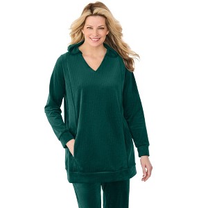 Woman Within Velour Hoodie Sweatshirt - 1 of 4