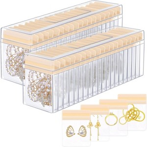 Clear Acrylic Jewelry Organizer 42 Piece Set with Anti Tarnish Bags for Rings Earrings Storage - 1 of 4