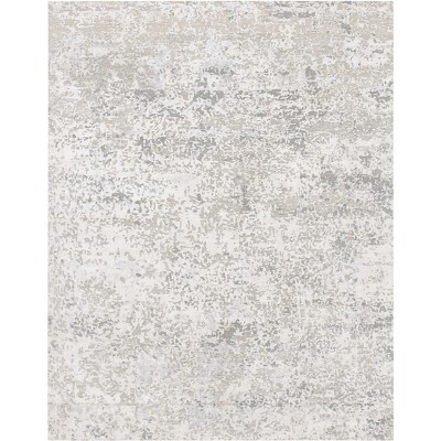 Gray Abstract Hand-Knotted Wool and Viscose Rug, 6' x 9'