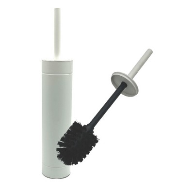 Slim White Stainless Steel Toilet Brush and Holder Set