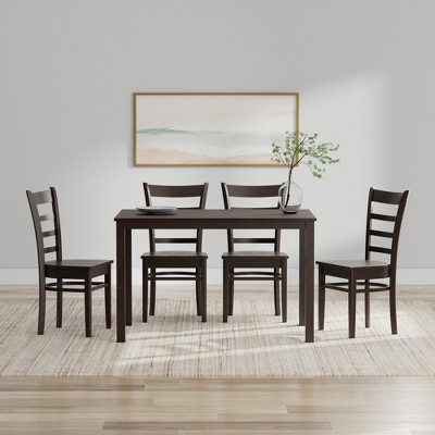 Glenwillow Home 48" Wood Dining Table + Slat Back Dining Chairs Dining Set (3-Piece or 5-Piece Set)