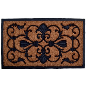 HomeRoots 18" X 30" Beige and Black Rubber and Coir Outdoor Door Mat - 1 of 4