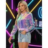 INSPIRE CHIC Women's Sequin Long Sleeve Glitter Shiny Party Bomber Jacket - 3 of 4