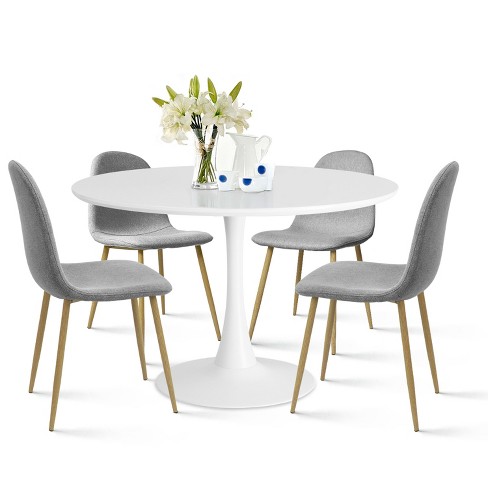 Haven90+spoon 5-piece Round-shaped Dining Table Set With 4 Upholstered