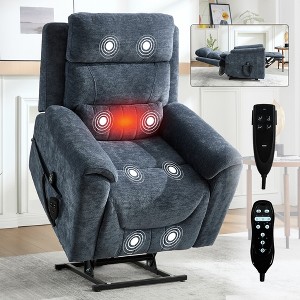 KWPZQEB Dual Motor Infinite Position Recliner Chair, Single Sofa with 8-Point Vibration Massage & Lumbar Heating, Wide Reclining Sofa for Living Room - 1 of 4