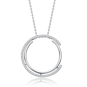 Guili Sterling Silver White Gold-Plated Pendant with CZ Concentric Eternity Design in White or Gold—A Symbol of Endless Beauty. - 1 of 2