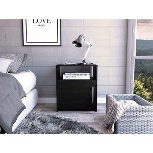 Black Wengue 1-Shelf Nightstand - 1 of 4