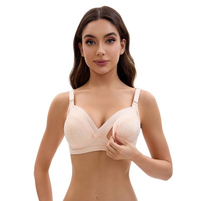 INSPIRE CHIC Women's Nursing Bra Lace Front Closure Adjustable Straps Pumping Maternity Underwear