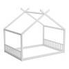 Okak House Floor Bed Twin/Full Size,Solid Wood Bed Frame with Safety Rails & Headboard, Wooden Fence Bed,Slat Not Required - 3 of 4