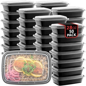 50-Pack Reusable Meal Prep Microwave Safe Food Storage , 28 oz - 1 OuCompartment Taket Box To Go, BPA - 1 of 4